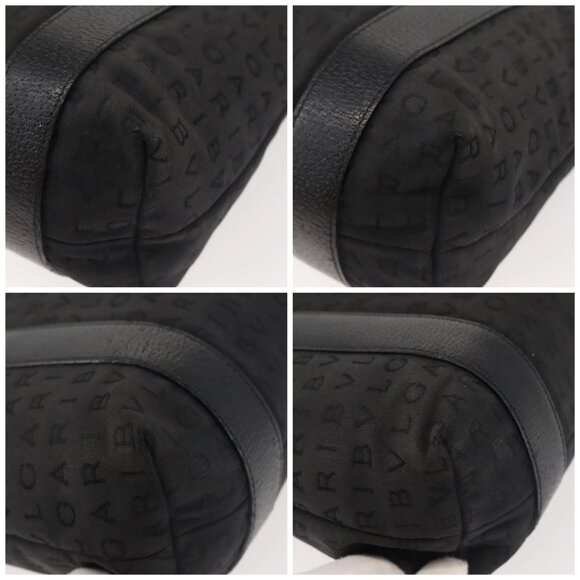 BVLGARI Logo Mania Hand Bag Canvas Black Silver - Picture 15 of 15